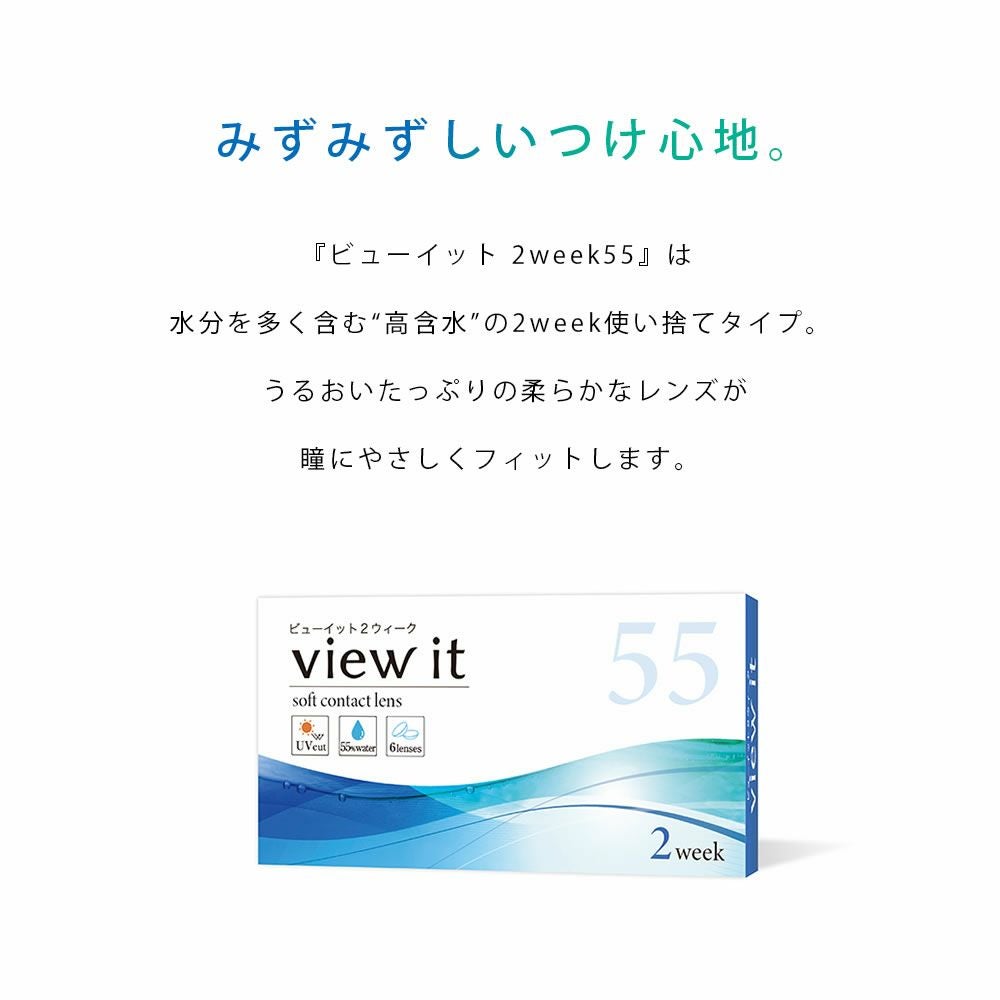 けい クリア【UVカット1/2インチ】※2セット 公式】 ビューイット ツーウィーク 55 クリアコンタクトレンズ 6枚入 1箱